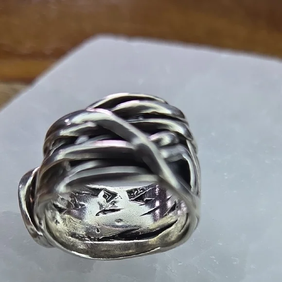 Silpada .925 Sterling Silver Mermaid Coin Pearl Woven Ring Size 9 R1542 - Picture 2 of 5